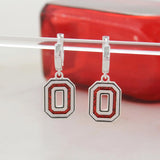 OHIO STATE GLITTER ENAMEL LOGO HUGGIE HOOP EARRINGS