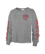 CINCINNATI REDS SLATE GREY ULTRA MAX PARKWAY LS WOMENS -SLIGHT CROP