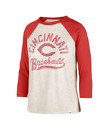 CINCINNATI REDS OATMEAL RETRO DAZE AVA RAGLAN WOMENS FRANKIE JERSEY SEMI-CROP