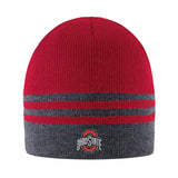 OHIO STATE CREW- ACYRLIC STRIPED BEANIE WITH ATHLETIC LOGO