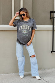 side of Ohio Bobcats Switch It Up Acid Wash Boyfriend Tee