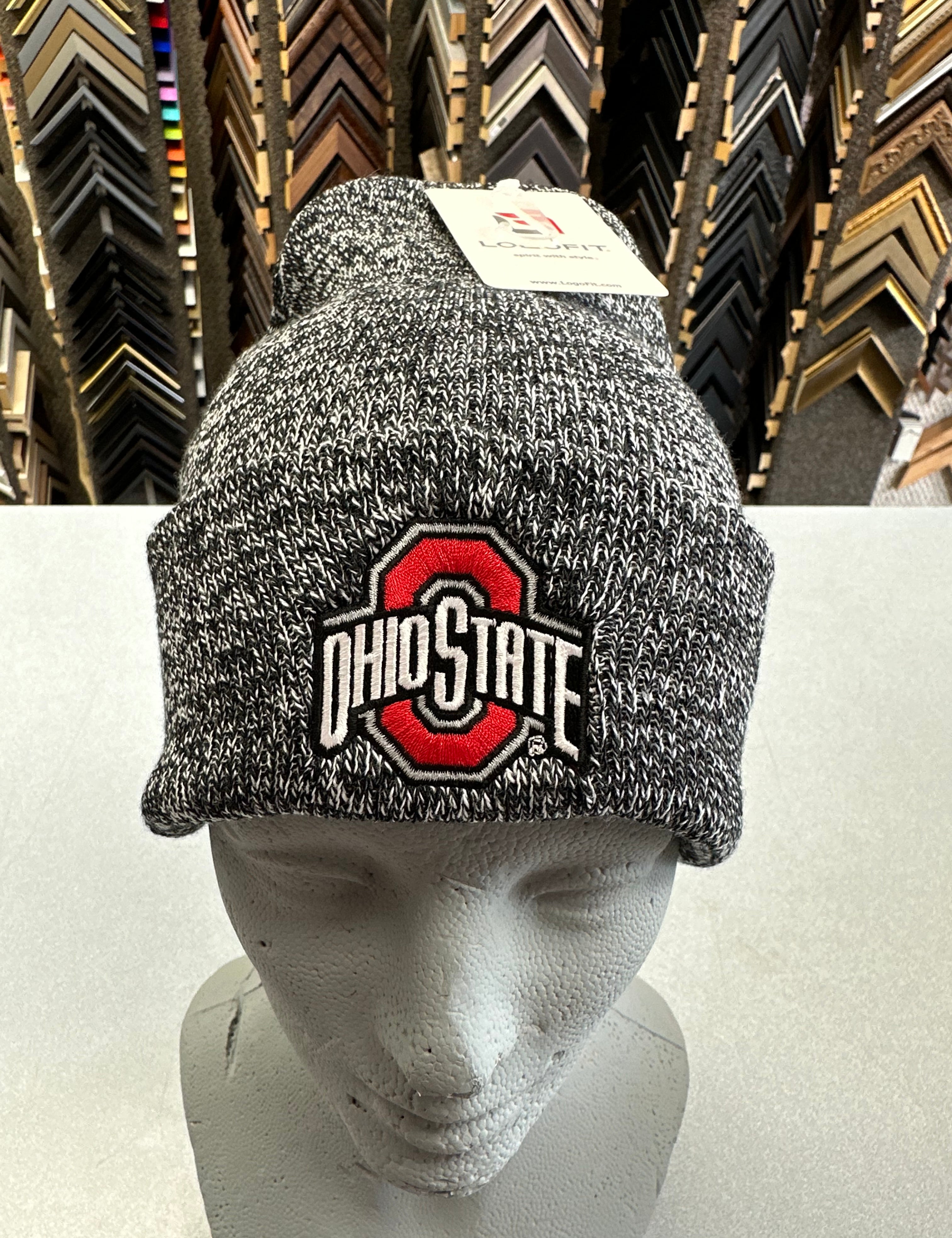 CHILL OHIO STATE UNIVERSITY GRAY KNIT BEANIE WITH CUFF