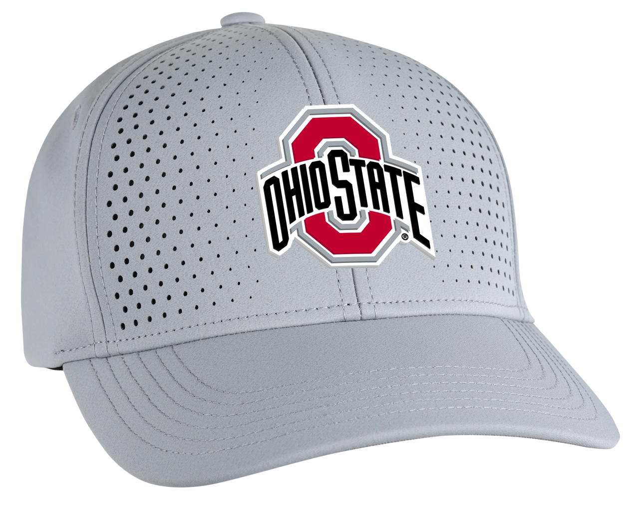 OHIO STATE BUCKEYES AIRFLOW LIGHT GREY PERFORMANCE ADJUSTABLE HAT
