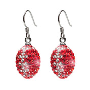 hanging RED AND CLEAR CRYSTAL FOOTBALL EARRINGS