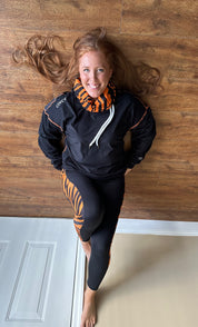 hoodie and pants, "Cincy Love" Mock Neck Pullover/Black