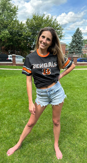 front, CINCINNATI BENGALS FLINT BLACK OVER PASS JERSEY