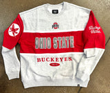 OHIO STATE BUCKEYES RACER RED BLOCKFIELD MAXIMALIST CREW SWEATSHIRT