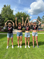 collge girls wearing Ohio State Buckeyes "Game Face" Moderately Fitted Fashion Jersey 