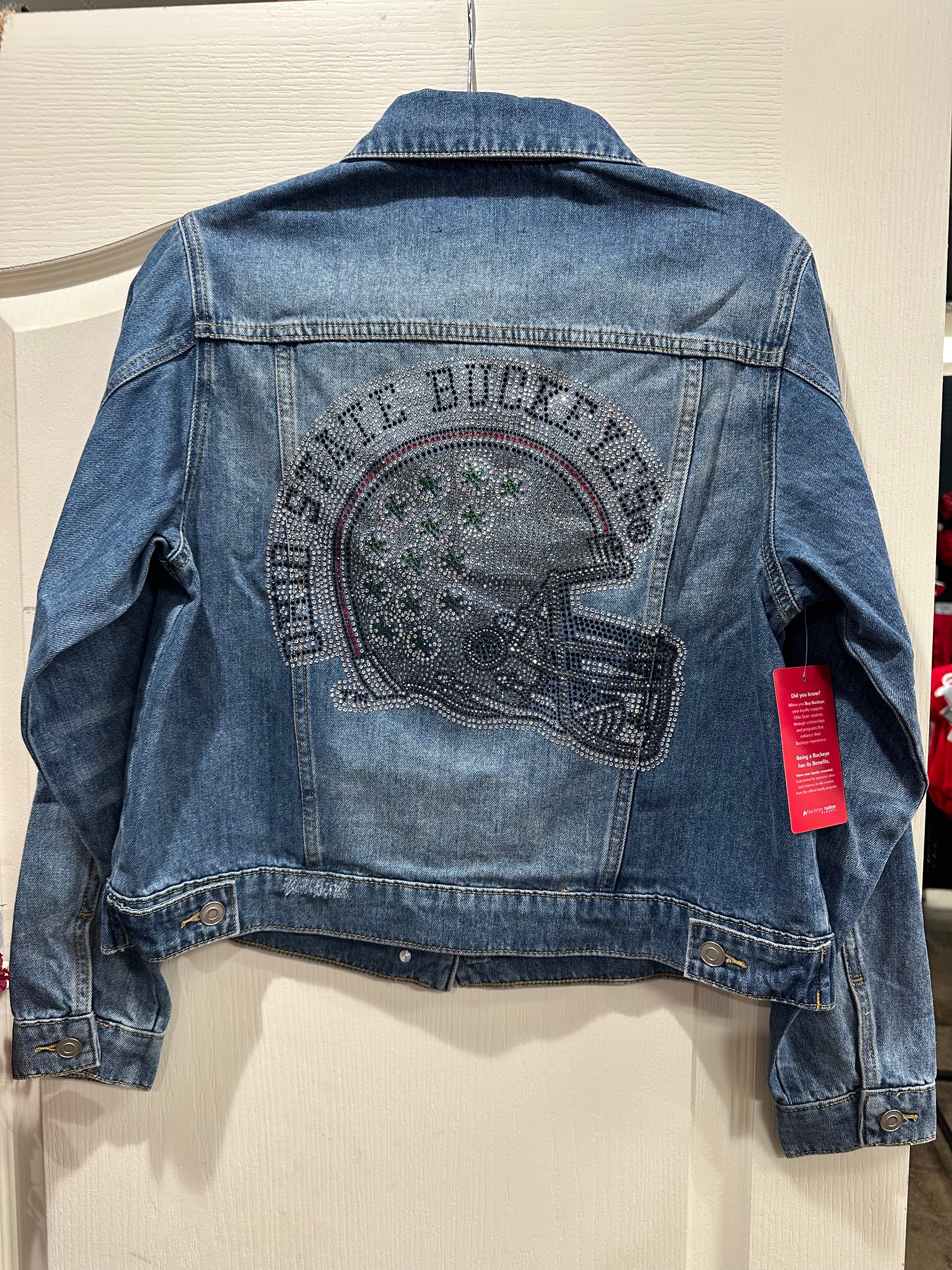 back of jean jacket ohio state university