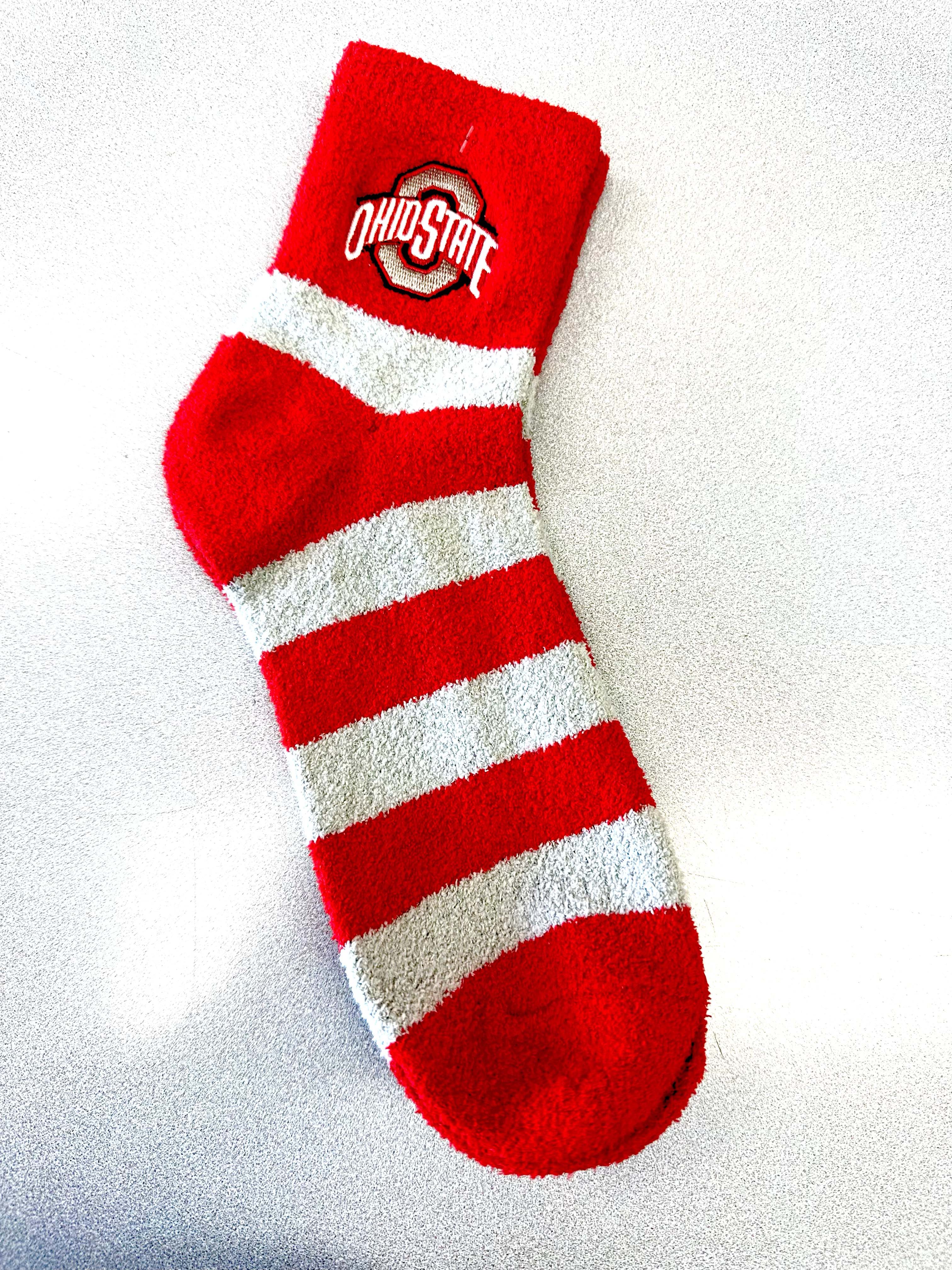 OHIO STATE Stripe Fuzzy Socks by Donegal Bay