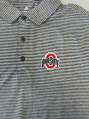 close up SCHEME BLACK HEATHER STRIPE POLO