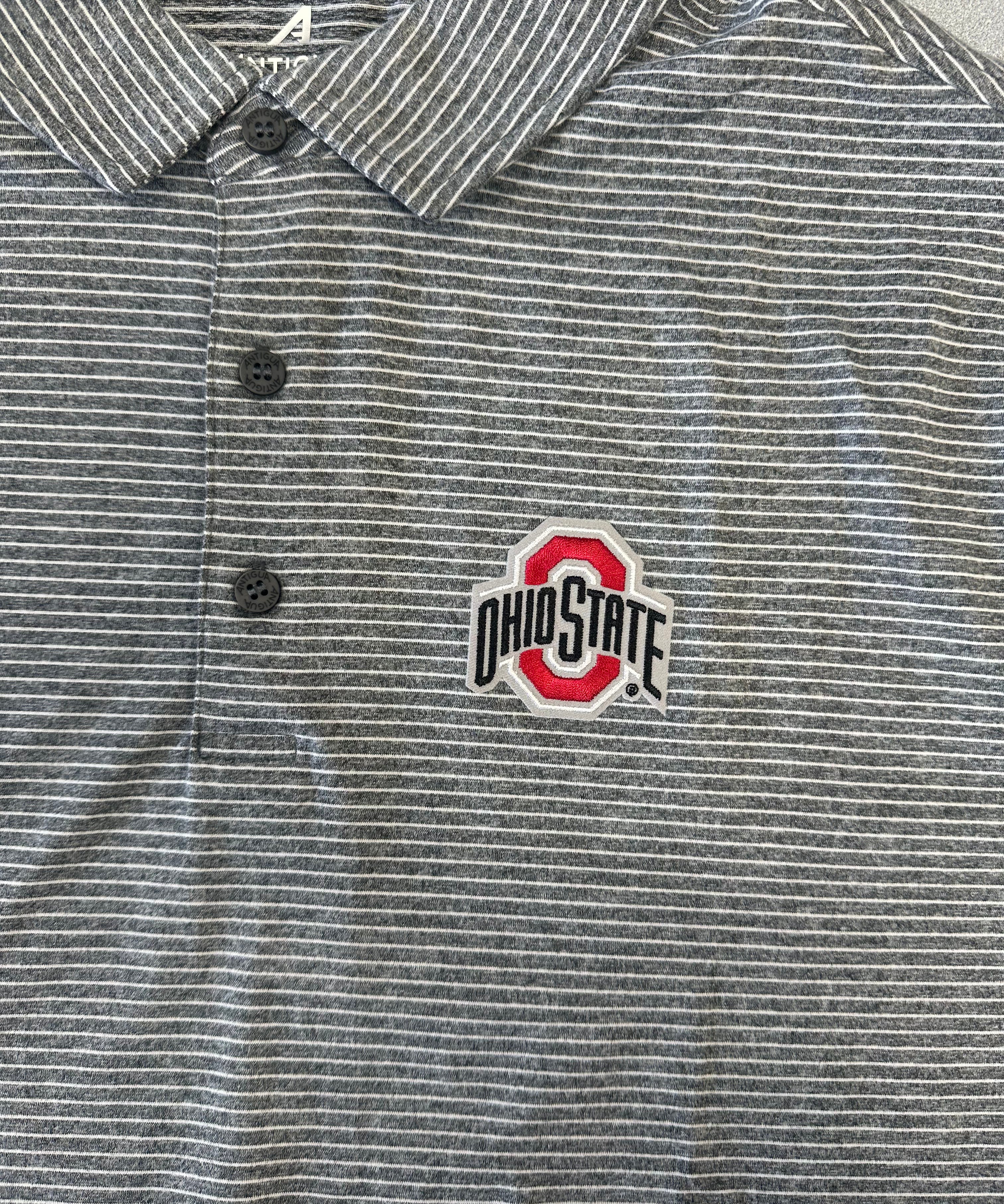 close up SCHEME BLACK HEATHER STRIPE POLO