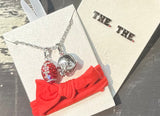 OSU FOOTBALL HELMET AND CRYSTAL FOOTBALL CHARM NECKLACE