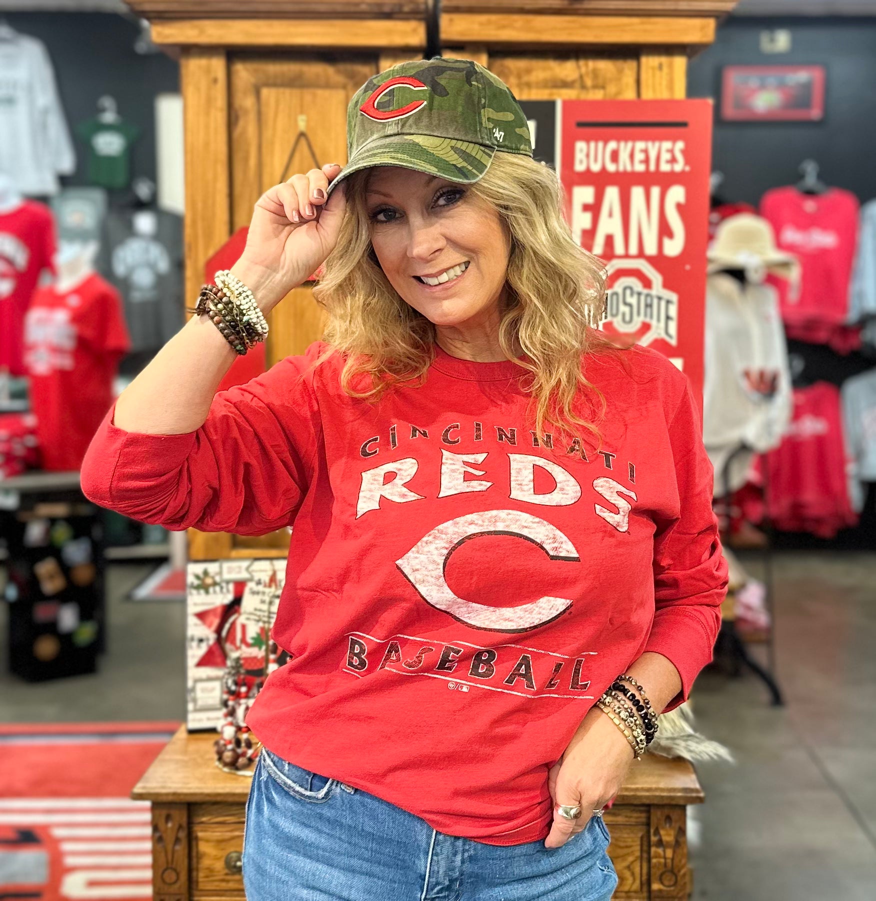 Lynn in Cincinnati Red Long Sleeve Shirt