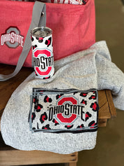 Ohio State University Leopard Throw Blanket and tumbler