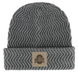 OHIO STATE BUCKEYES SPIRALUXE CHARCOAL LEATHER PATCH KNIT BEANIE HAT