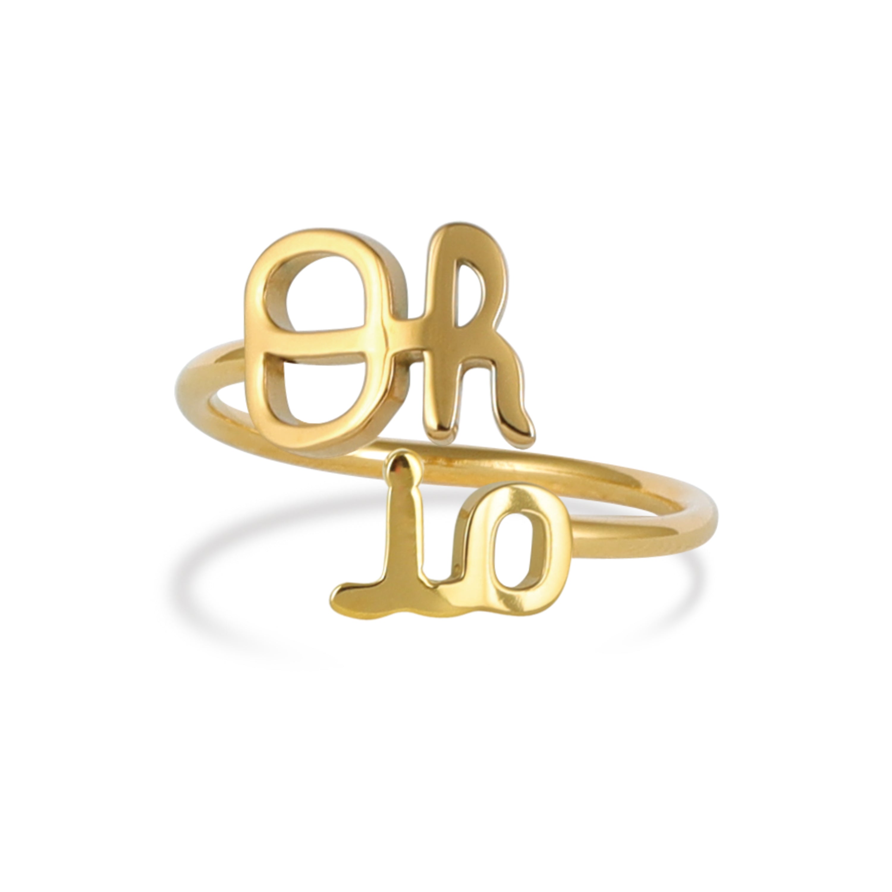 OHIO STATE SCRIPT OH-IO ADJUSTABLE RING - 18K GOLD PLATED