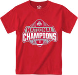 OHIO STATE BUCKEYES 2024 NATIONAL CHAMPIONS YOUTH SHORT SLEEVE T-SHIRT – RED 100% COTTON