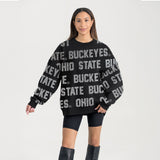 OHIO STATE BUCKEYES DROP SHOULDER CREWNECK PULLOVER WITH RHINESTONES