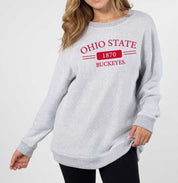 OHIO STATE UNIVERSITY WARM UP CREW SWEATSHIRT, HEATHER GREY