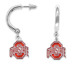 OHIO STATE UNIVERSITY BUCKEYE TILLY CURVED EARRINGS WITH LOGO CHARM