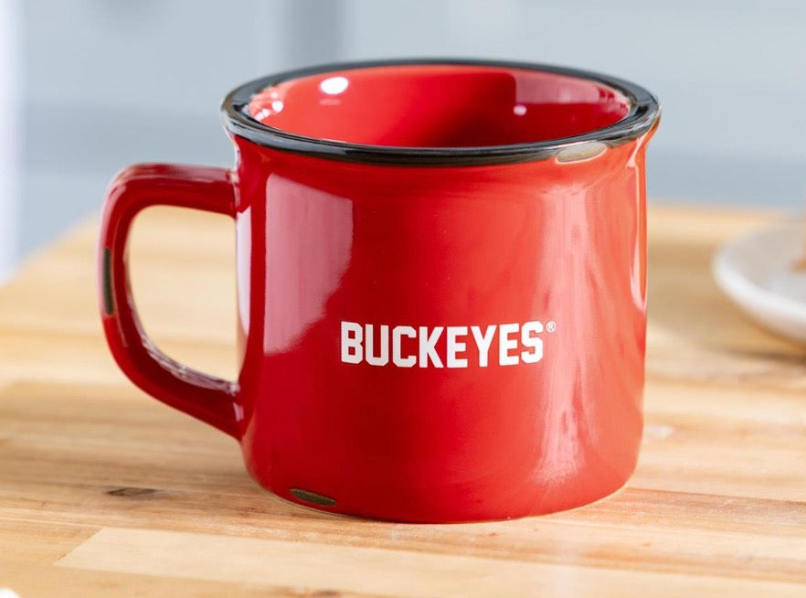 BUCKEYES text on red cup
