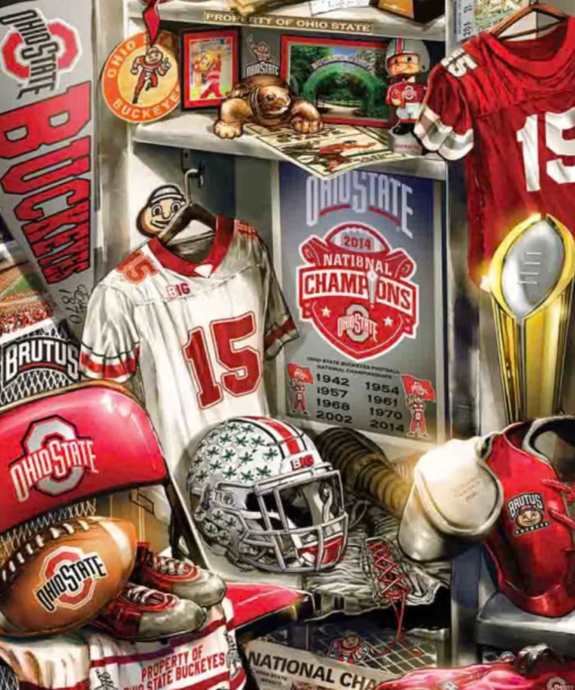 close up of OHIO STATE BUCKEYES LOCKER ROOM 500 PIECE PUZZLE