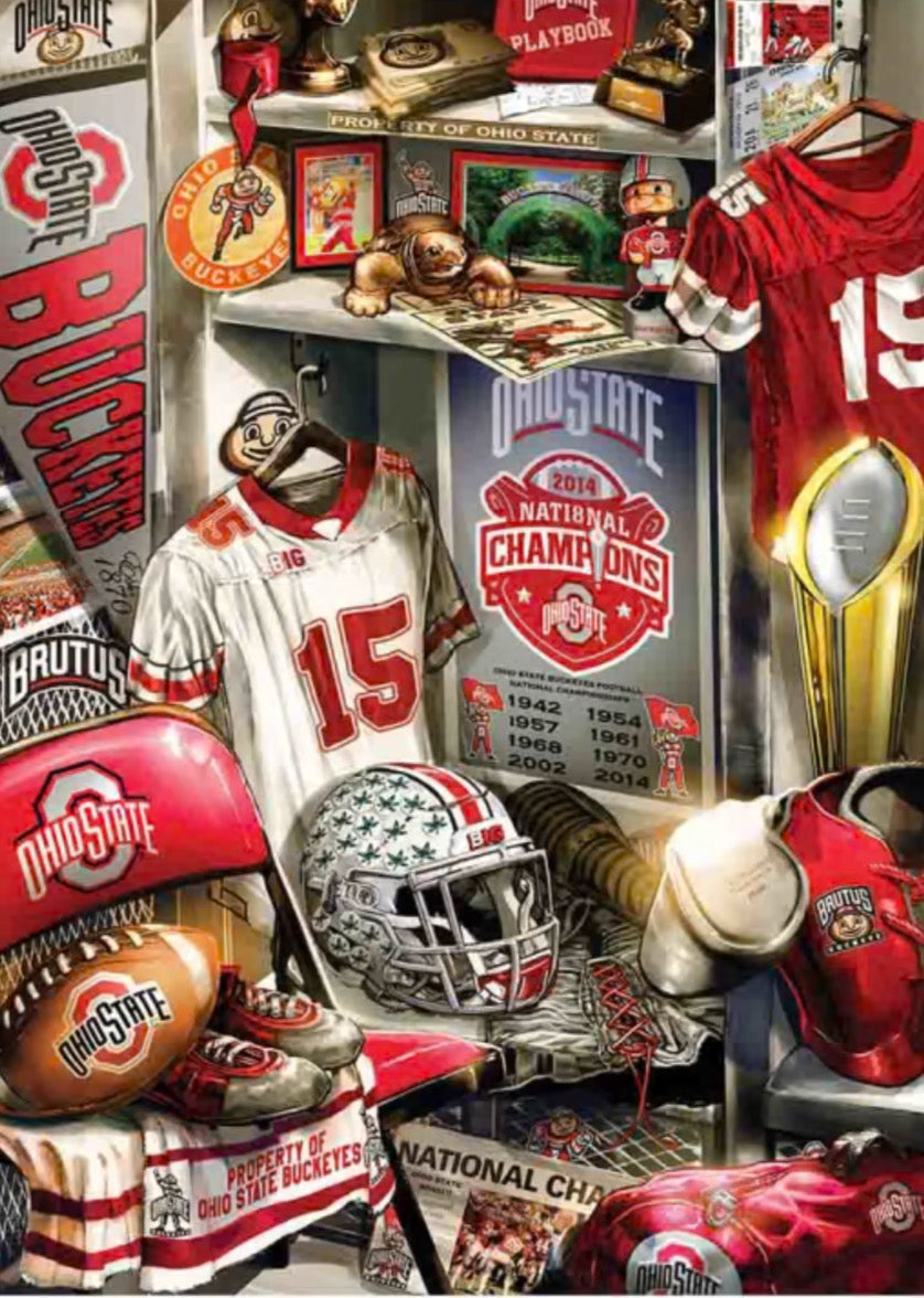 close up of OHIO STATE BUCKEYES LOCKER ROOM 500 PIECE PUZZLE