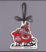 OHIO STATE BUCKEYES “SLEIGHIN’ IT” ORNAMENT – 5 X 5