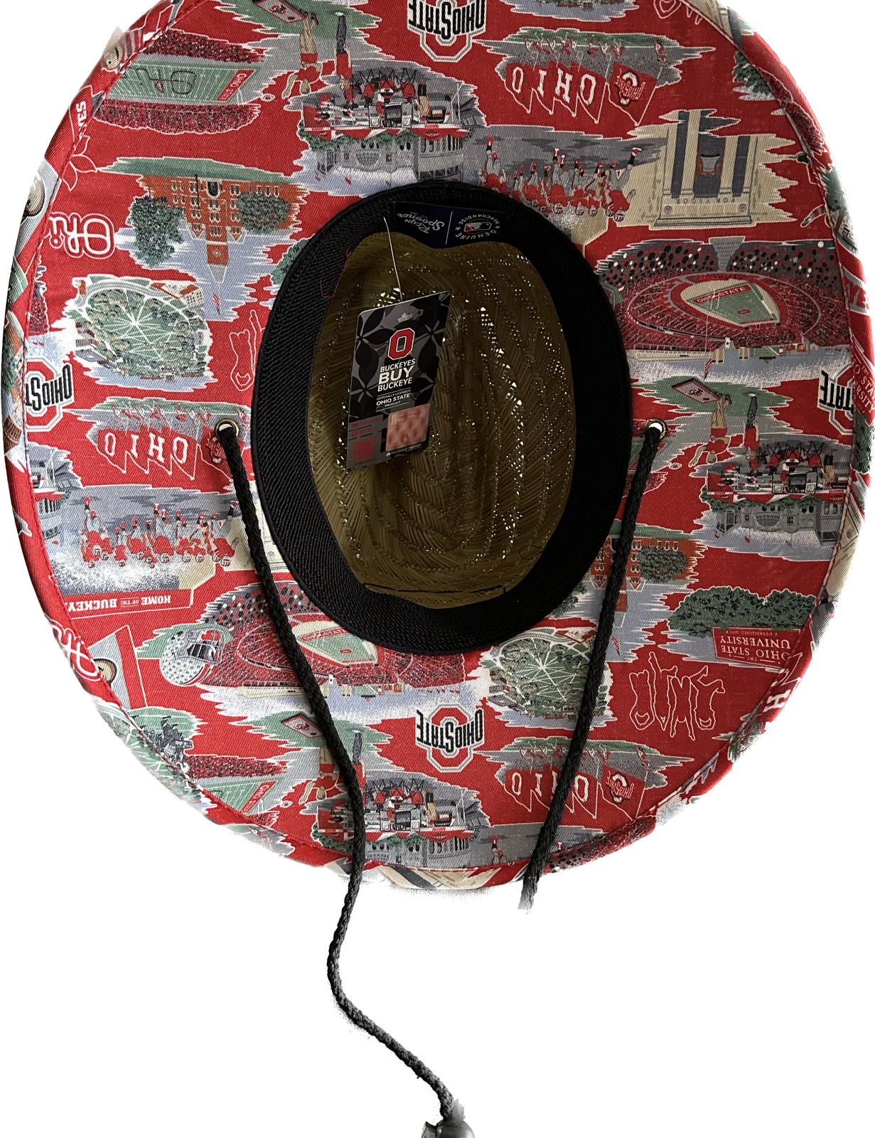 inside HAWAII REYN SPOONER OHIO STATE BUCKEYES BROWN SCENIC STRAW HAT