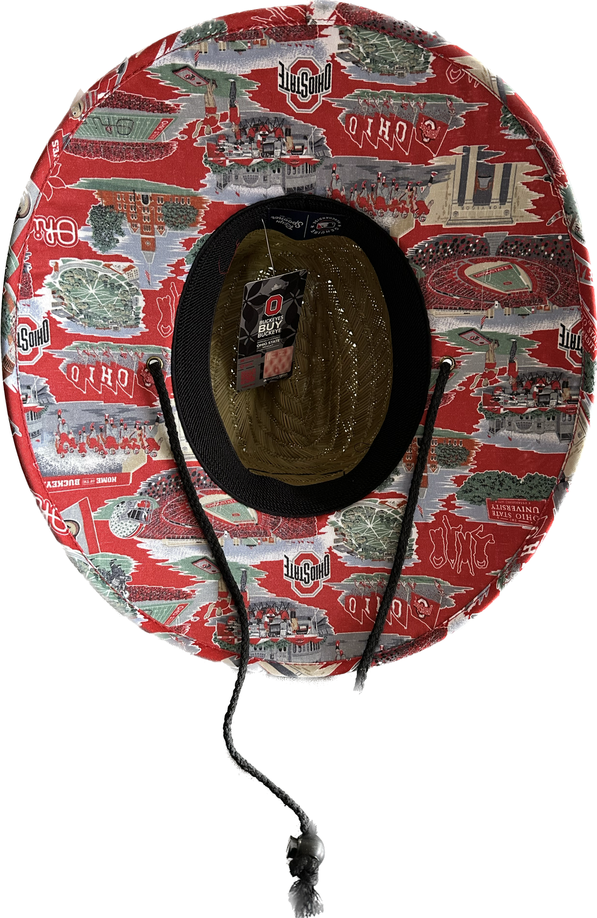 inside HAWAII REYN SPOONER OHIO STATE BUCKEYES BROWN SCENIC STRAW HAT