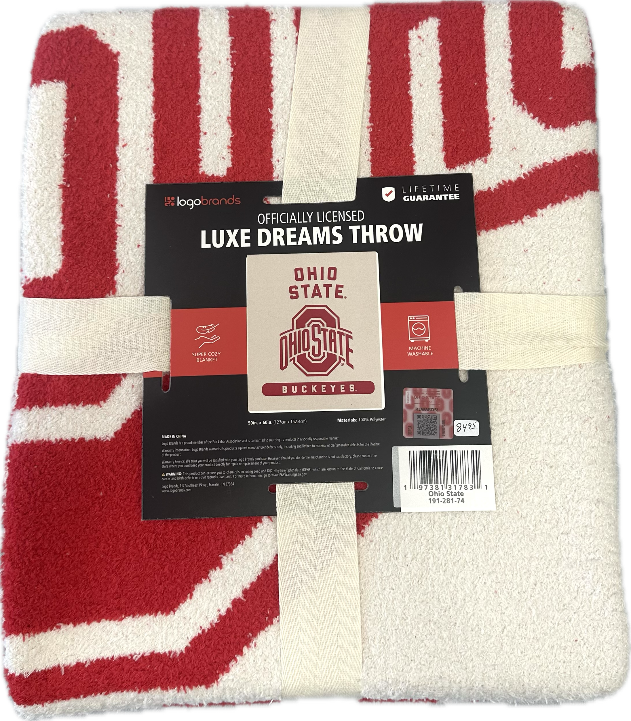 label of OHIO STATE PRIME LUXE DREAM THROW