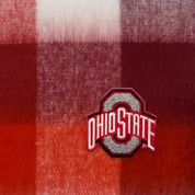Ohio State logo on a red and white checkered fabric background