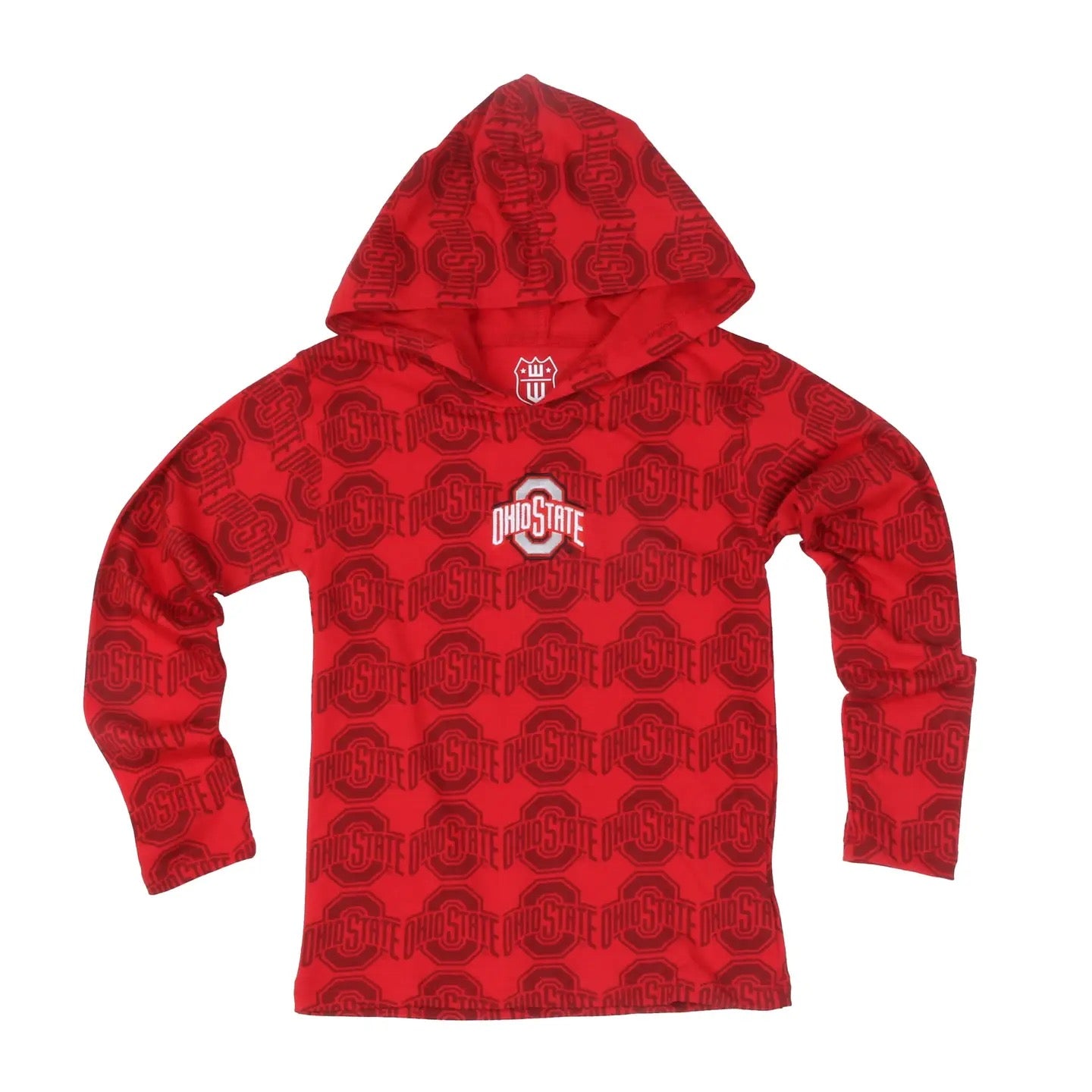 Red hoodie with Ohio State logo on a white background