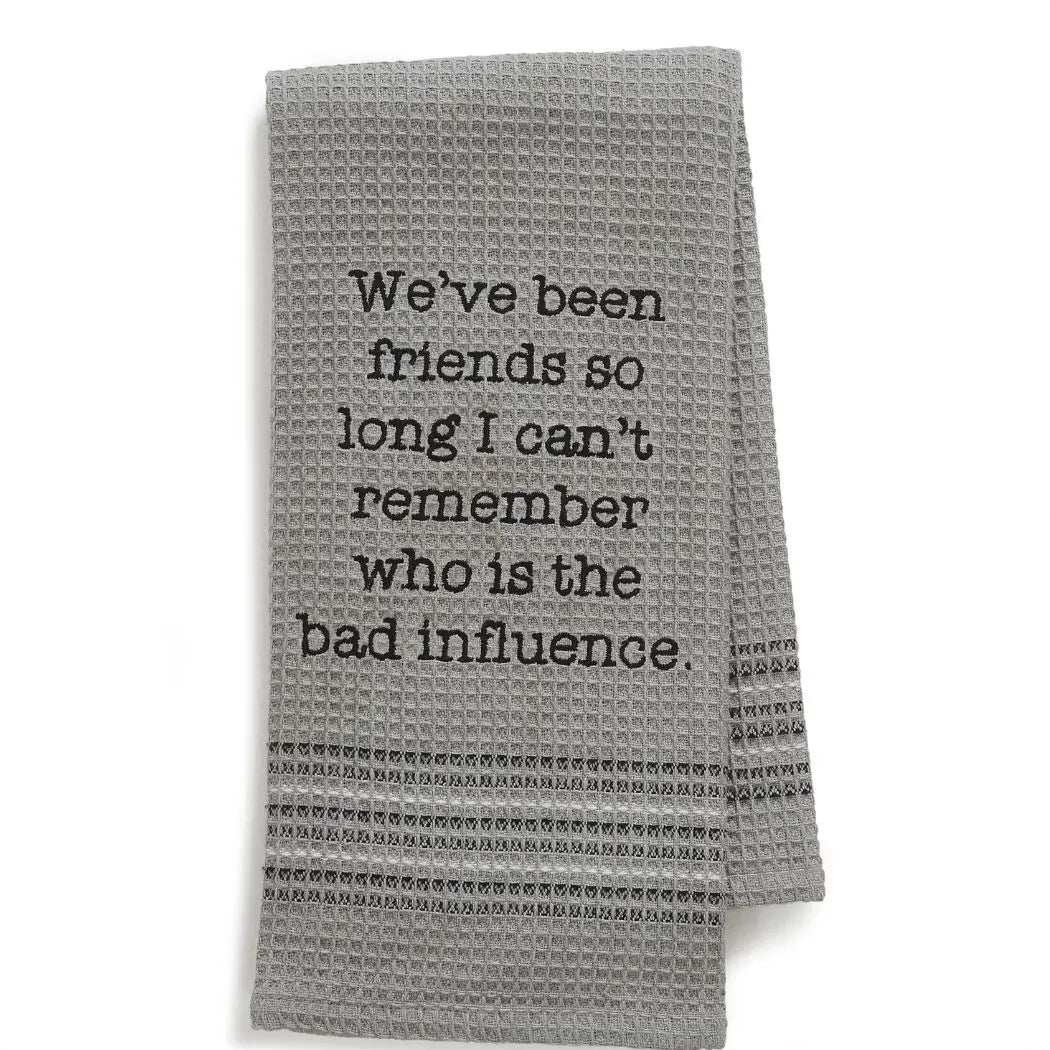 BAD INFLUENCE DISHTOWEL close up