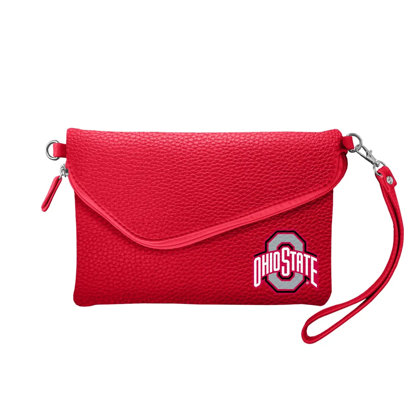 Red handbag with Ohio State logo on a white background