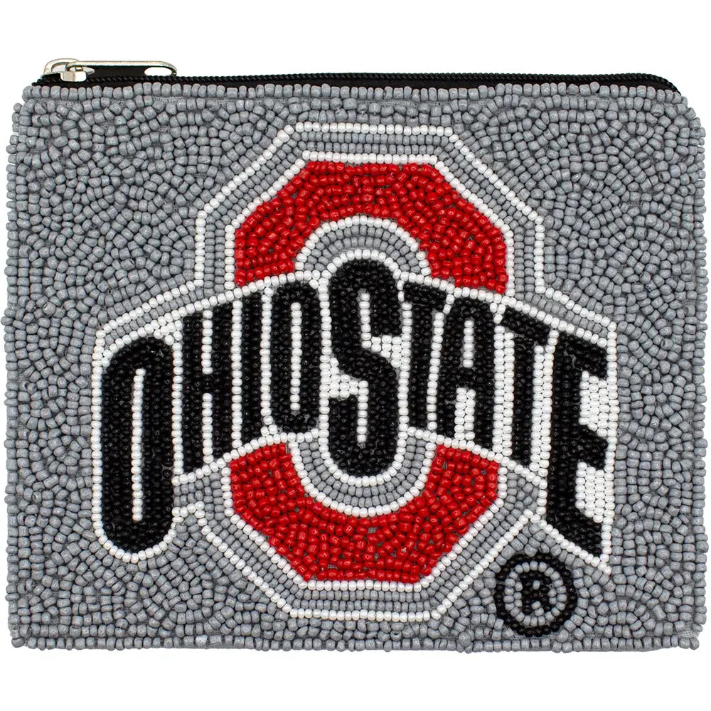 Gray pouch with Ohio State logo featuring red and black colors