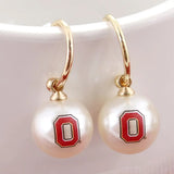 OHIO STATE LOGO PEARL HOOP EARRINGS