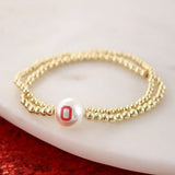 OHIO STATE GOLD & PEARL LOGO STRETCH BRACELET SET