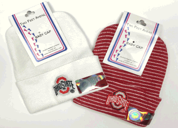 white and red stripe infant cap