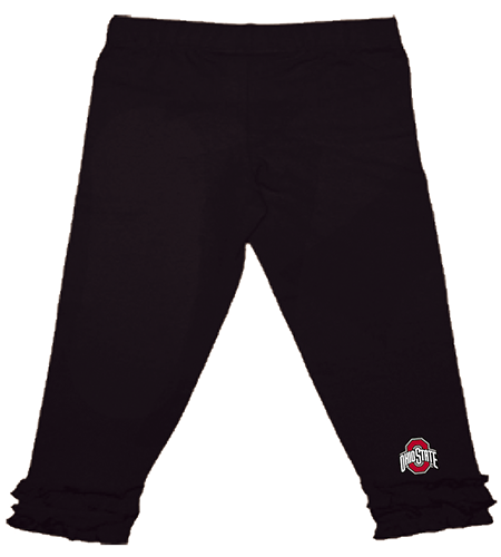 INFANT + TODDLER OHIO STATE BUCKEYES BLACK RUFFLE LEGGING, PANT