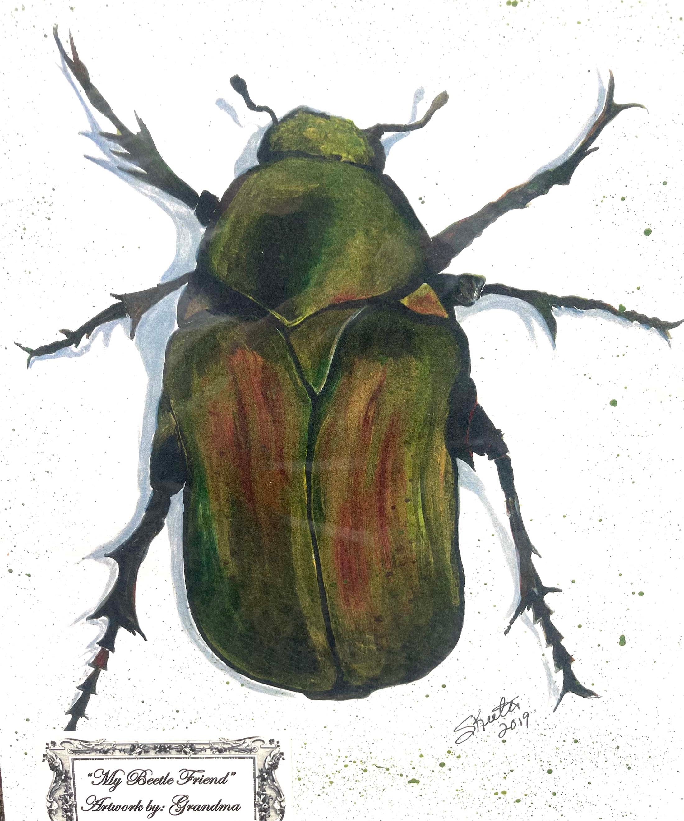 ACRYLIC PRINT, GREEN BEETLE
