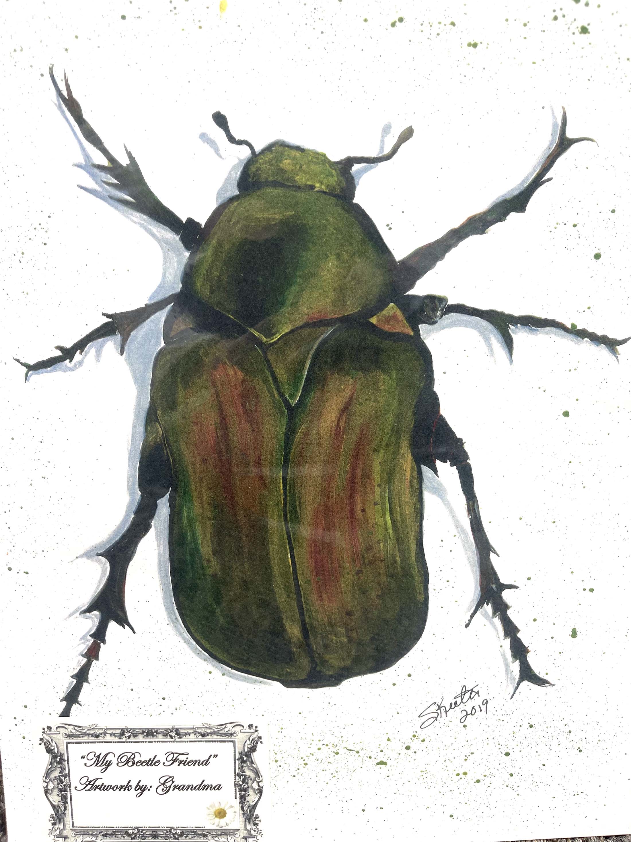 ACRYLIC PRINT, GREEN BEETLE