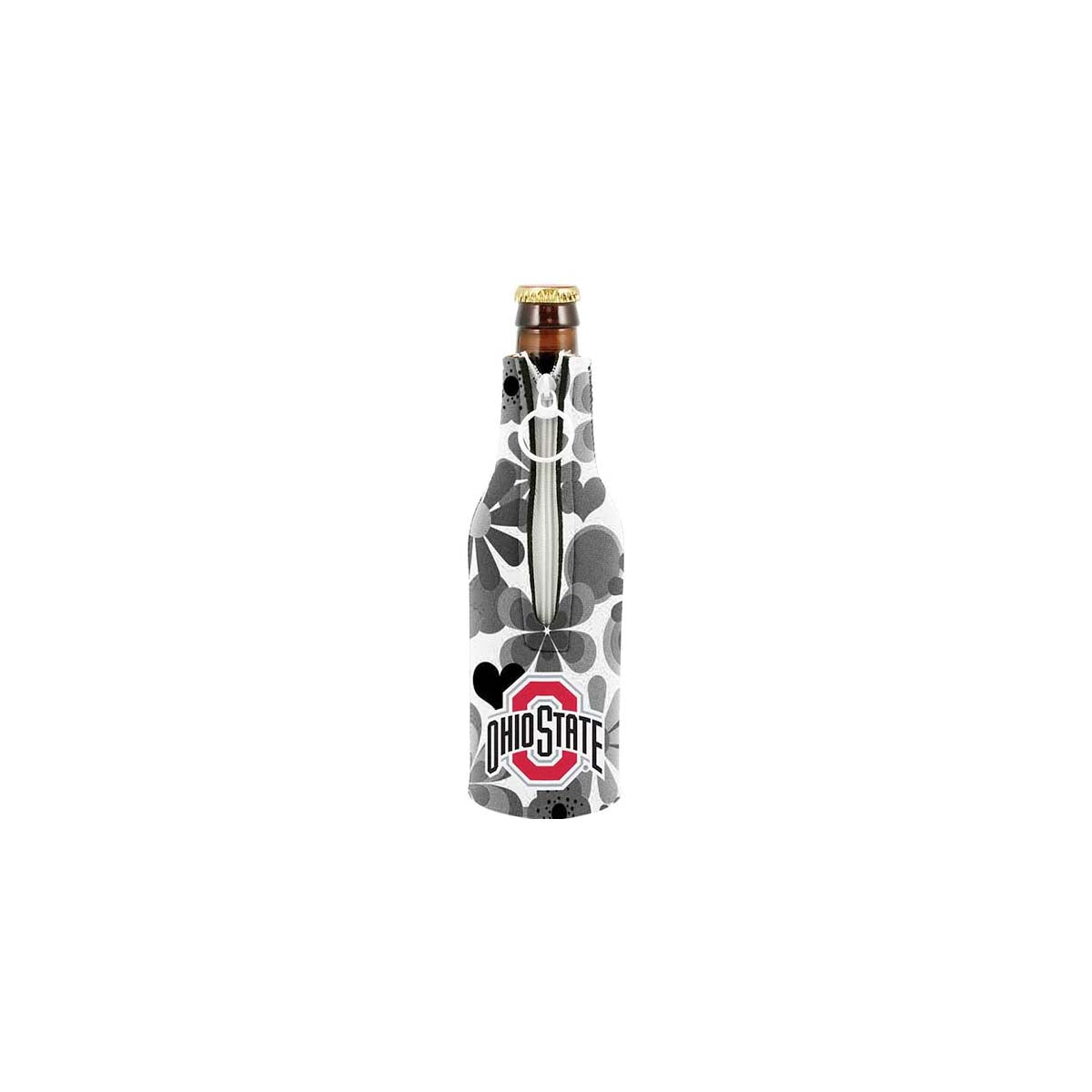 OHIO STATE FLOWER POWER ZIPPERED BOTTLE COOLIE WITH ATHLETIC LOGO