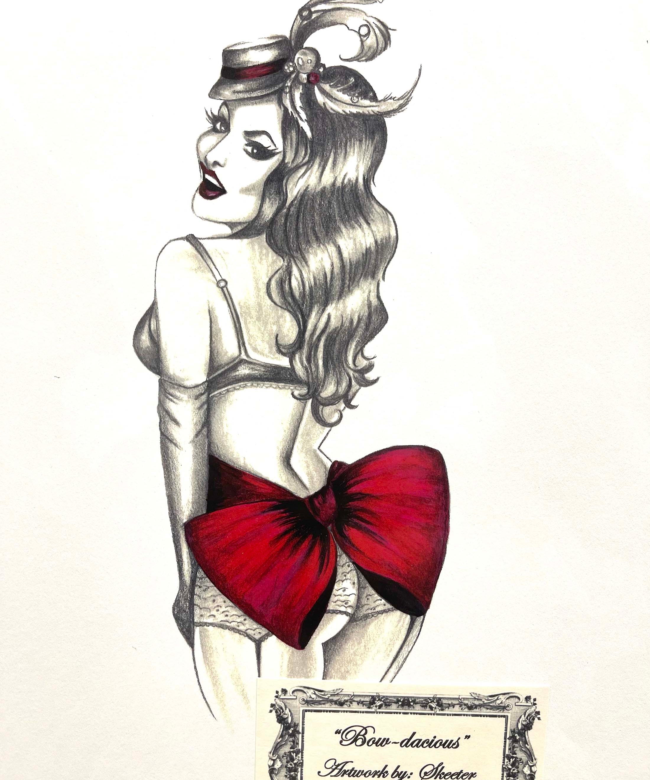 ACRYLIC PRINT, PINUP GIRL FLAUNTING THE BOW