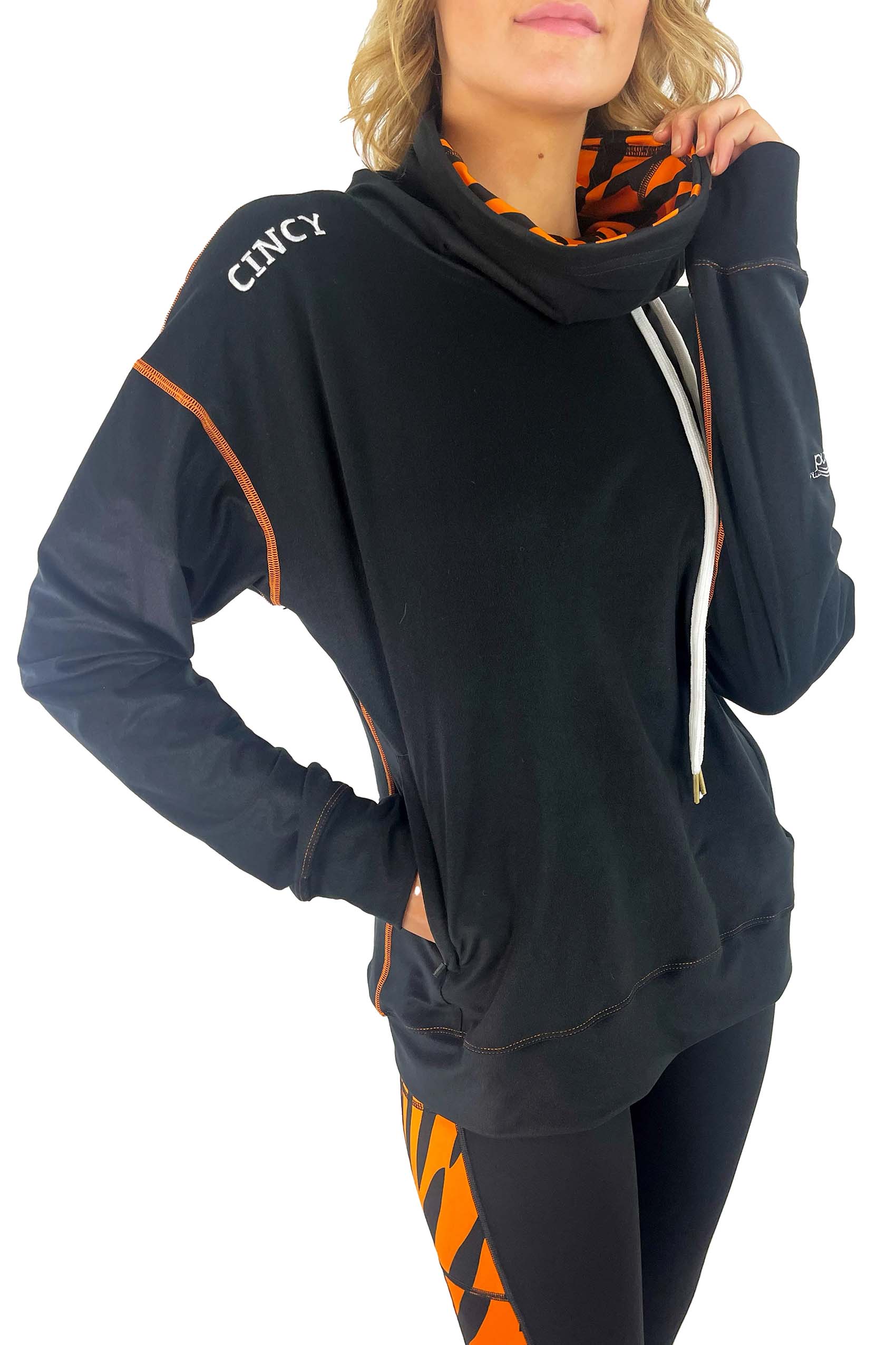 "Cincy Love" Mock Neck Pullover/Black front