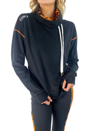 "Cincy Love" Mock Neck Pullover/Black modeled