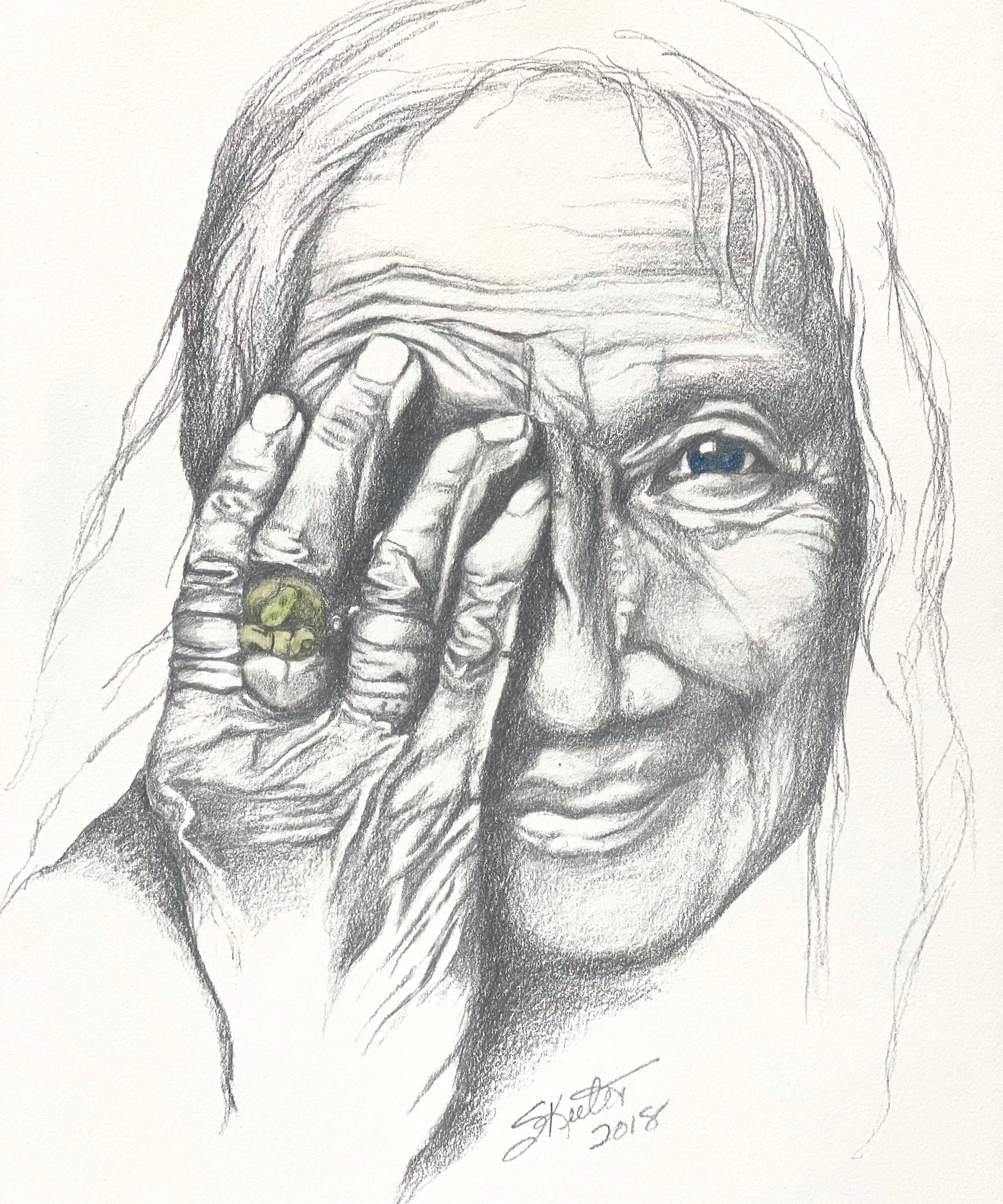 COLORED PENCIL, OLD WOMAN OF THE FOREST