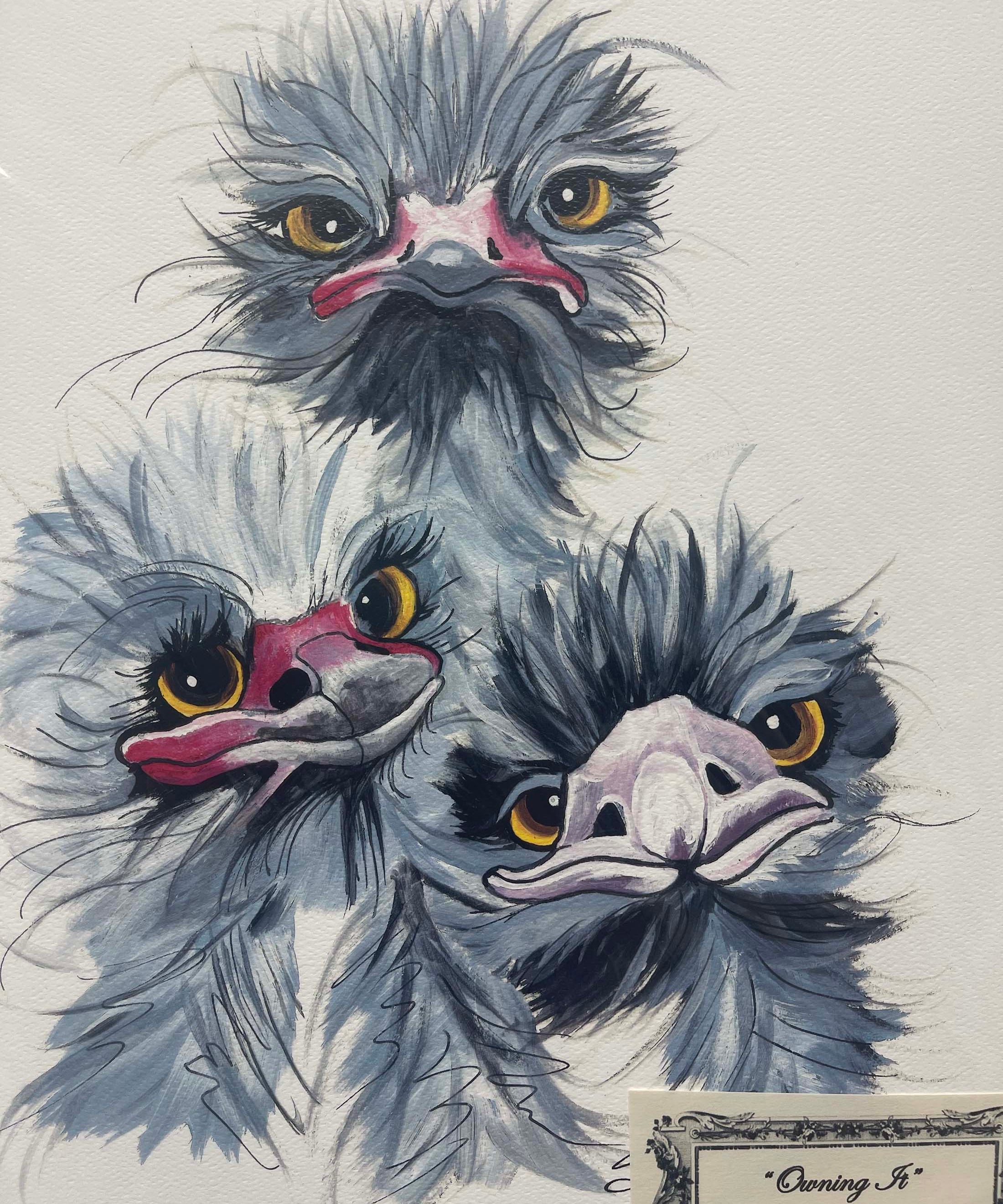 watercolor, ostard, 3 babies