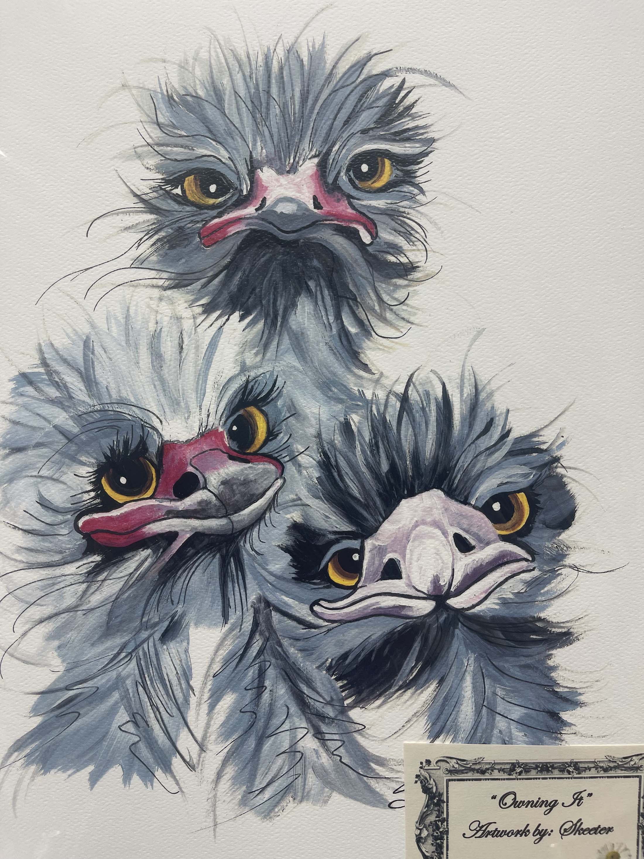 watercolor, ostard, 3 babies